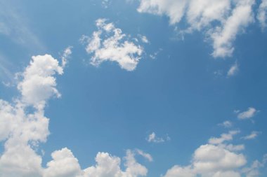 Uçsuz bucaksız mavi gökyüzünde yumuşak bulutlar