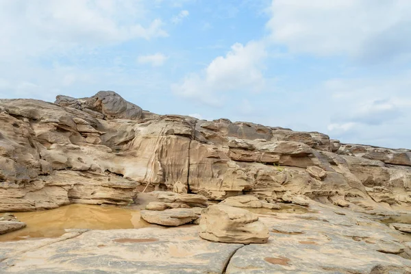 stone landscape, cloud and blue sky. Sam Phan Boke, Ubon Ratchathani Thailand