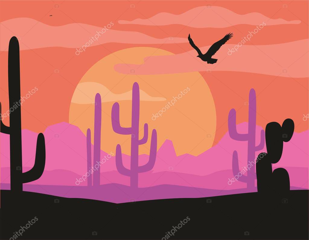 Vector Desert Color Night Black Hot Eagle Cactus Sun Moon Project History Mirage Dune Civilization Museum History Art Black Cactus Civilization Color Culture Desert Dune Eagle History Hot Logo Mirage Moon