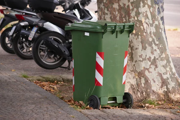 City trash cans in the city