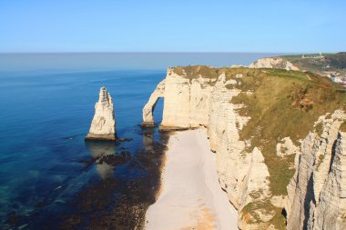 Uçurum ve plaj, Etretat, Fransa