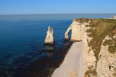 Uçurum ve plaj, Etretat, Fransa