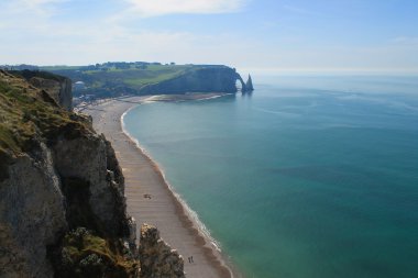 Uçurum ve plaj, Etretat, Fransa