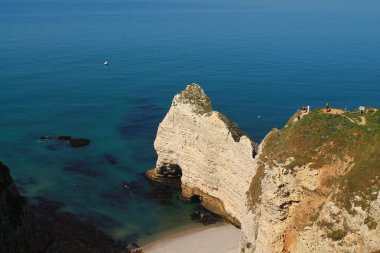 Uçurum ve plaj, Etretat, Fransa
