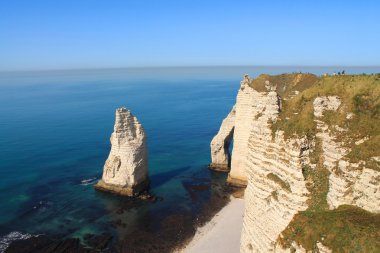 Uçurum ve plaj, Etretat, Fransa