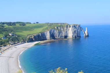 Uçurum ve plaj, Etretat, Fransa