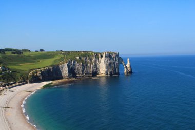 Uçurum ve plaj, Etretat, Fransa