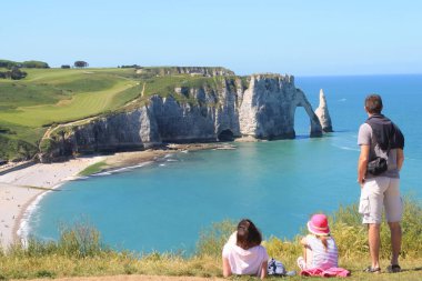 Uçurum ve plaj, Etretat, Fransa