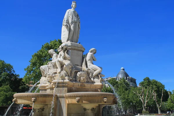 Pradier Fountain Nimes France — Stock Photo, Image