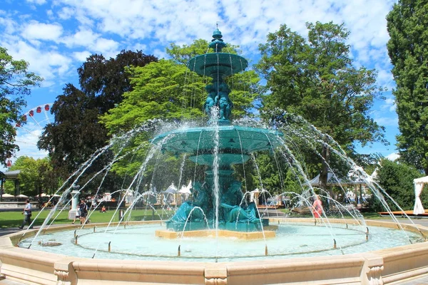 Hermosa Fuente Ginebra Suiza — Foto de Stock