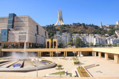 Martyrs' Memorial of Algiers, iconic concrete monument commemorating the Algerian war for independence clipart
