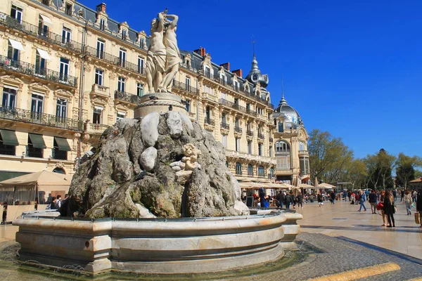 Place Comédie Montpellier Son Opéra Fontaine Des Trois Grâces France — Photo