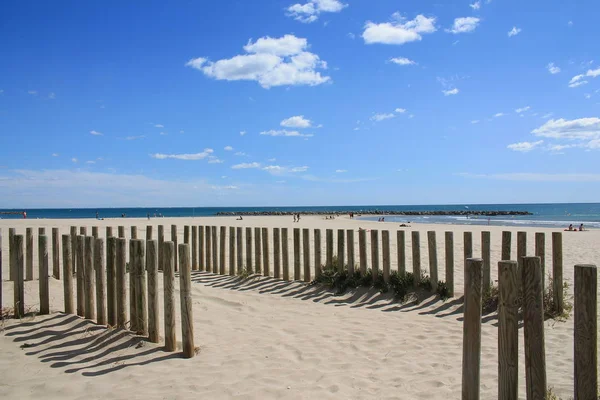 Pięknej Piaszczystej Plaży Regionie Camargue Południowej Francji — Zdjęcie stockowe