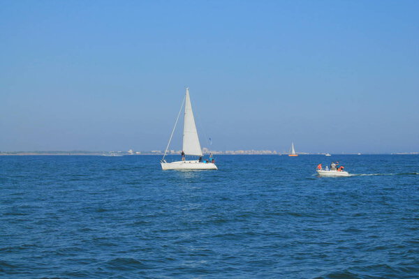 Sail boat in mediterranean sea, France