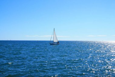 Sail boat in mediterranean sea, France clipart