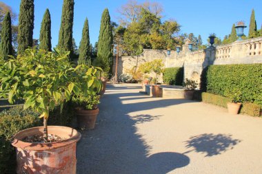 Montpellier, Occitanie bölgesi, Güney Fransa yakınındaki Botanik Bahçe Flaugergues Kalesi