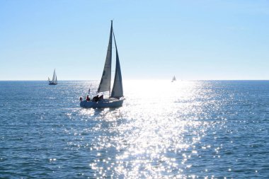 Sail boat in mediterranean sea, France clipart