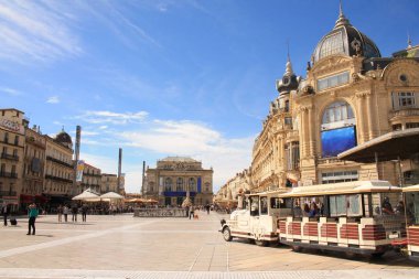 Montpellier komedi Meydanı ve üç graces çeşmesinin, Hérault, Fransa
