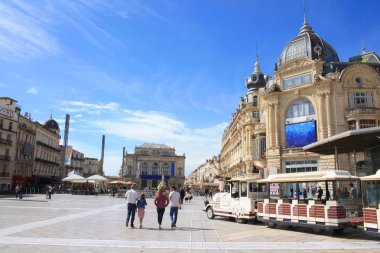 Montpellier komedi Meydanı ve üç graces çeşmesinin, Hérault, Fransa