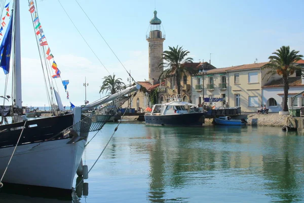 Fiske Hamnen Grau Roi Badort Vid Kusten Occitanie Regionen Frankrike — Stockfoto