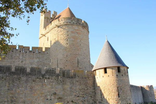 Carcassonne Una Città Fortificata Francese Nel Dipartimento Francese Aude Nella — Foto Stock