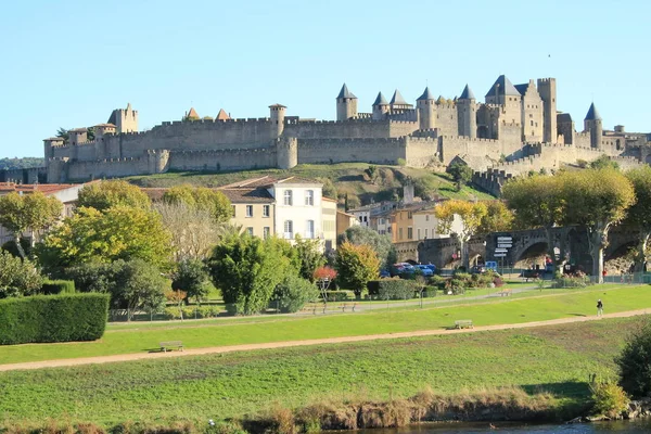 Καρκασόν Μια Οχυρωμένη Πόλη Της Γαλλίας Στο Γαλλικό Διαμέρισμα Aude — Φωτογραφία Αρχείου