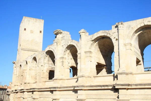 Słynny Amfiteatr Rzymski Arles Najbardziej Znanym Atrakcją Turystyczną Mieście Arles — Zdjęcie stockowe