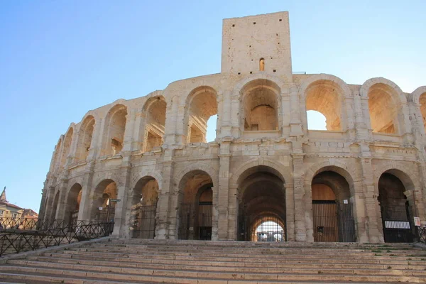 The famous Arles  Roman amphitheater, the most prominent tourist attraction in the city of Arles, France