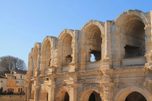 Słynny Amfiteatr Rzymski Arles Najbardziej Znanym Atrakcją Turystyczną Mieście Arles — Zdjęcie stockowe