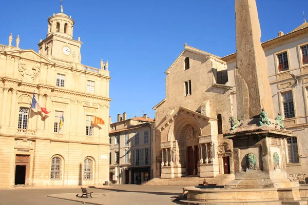 Plac Republiki Zabytkowego Centrum Umieścić Sercu Arles Francja — Zdjęcie stockowe