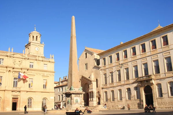 Plac Republiki Zabytkowego Centrum Umieścić Sercu Arles Francja — Zdjęcie stockowe