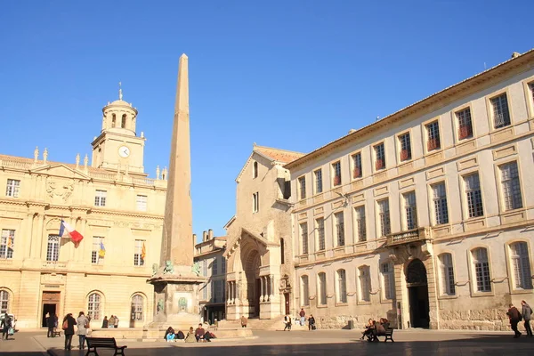 Plac Republiki Zabytkowego Centrum Umieścić Sercu Arles Francja — Zdjęcie stockowe