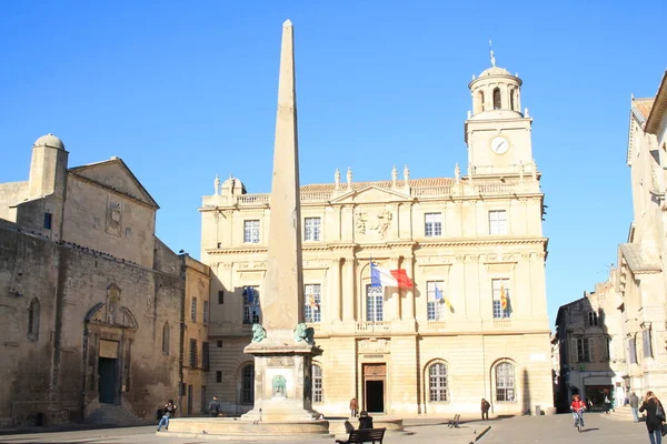 Plac Republiki Zabytkowego Centrum Umieścić Sercu Arles Francja — Zdjęcie stockowe