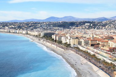 Güzel şehir ve promenade des Anglais'e seafront, French Riviera, Fransa boyunca panoramik manzaralı