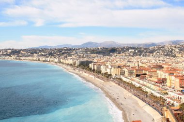 Güzel şehir ve promenade des Anglais'e seafront, French Riviera, Fransa boyunca panoramik manzaralı