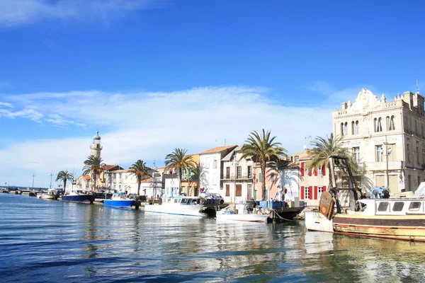 Faro Antiguo Puerto Grau Roi Complejo Turístico Costa Región Occitanie —  Fotos de Stock