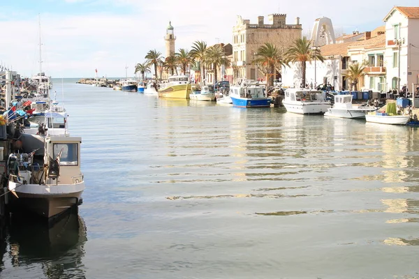 Faro Antiguo Puerto Grau Roi Complejo Turístico Costa Región Occitanie — Foto de Stock