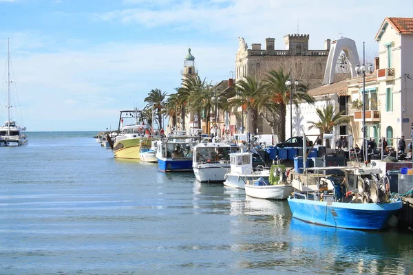 Faro Antiguo Puerto Grau Roi Complejo Turístico Costa Región Occitanie — Foto de Stock