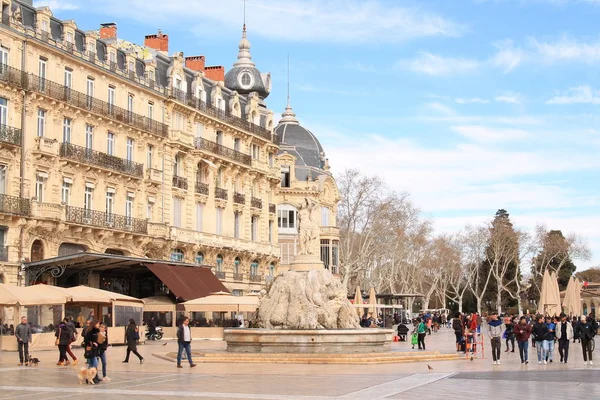 Praça Comédia Montpellier Suas Três Graças Fonte Herault França — Fotografia de Stock