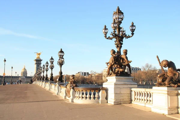 Γέφυρα Alexandre Και Ποταμό Σηκουάνα Στο Παρίσι Πρωτεύουσα Και Πιο — Φωτογραφία Αρχείου