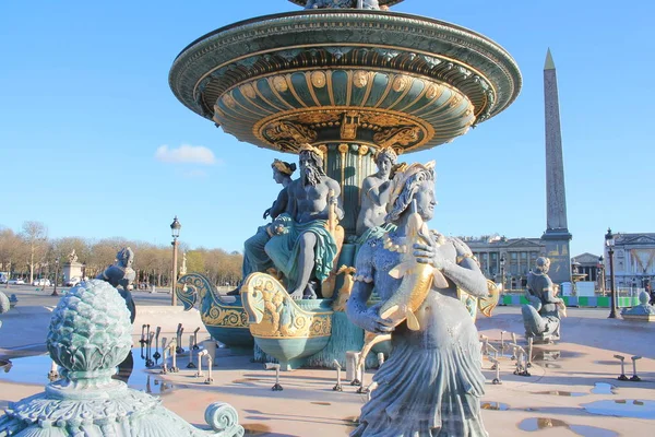 Монументальные Фонтаны Площади Согласия Центре Парижа Франция — стоковое фото
