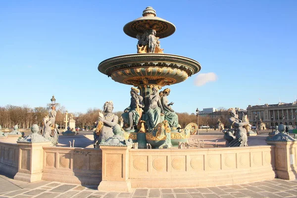 Fuentes Monumentales Situadas Plaza Del Concorde Centro París Francia — Foto de Stock