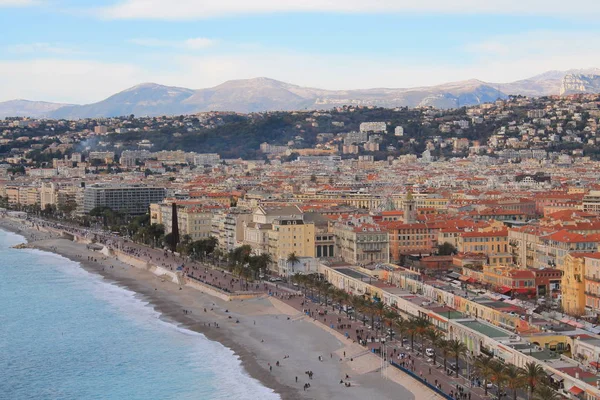 Panoramic View Nice City Promenade Des Anglais Seafront French Riviera — Stock Photo, Image