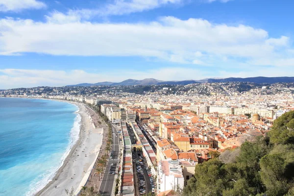 Vista Panorámica Ciudad Niza Paseo Marítimo Des Anglais Costa Azul —  Fotos de Stock