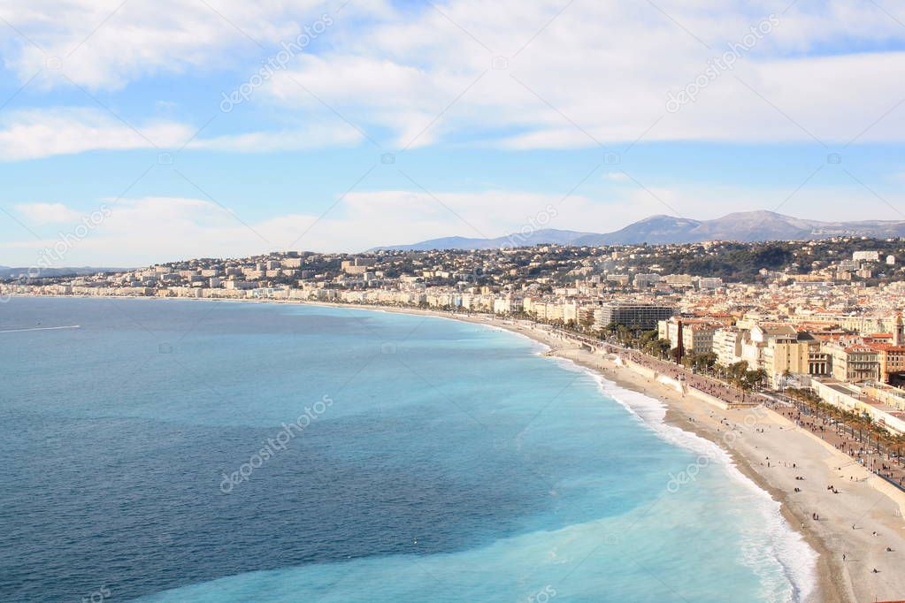  Nice city and promenade des Anglais along seafront, French Riviera, France