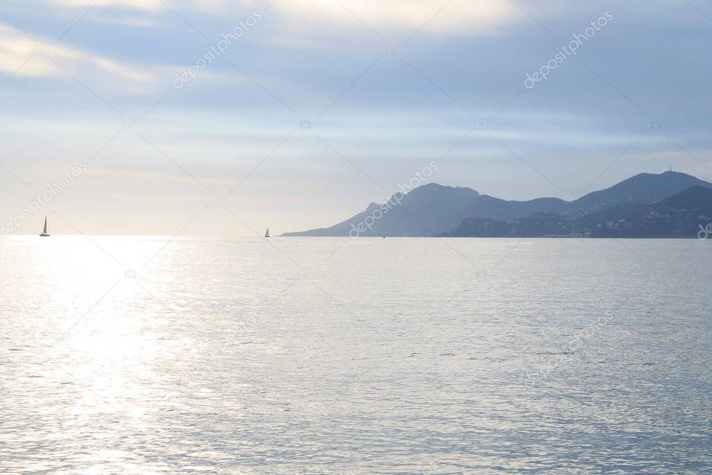 The Esterel mountains seen from the city of cannes, french riviera, France