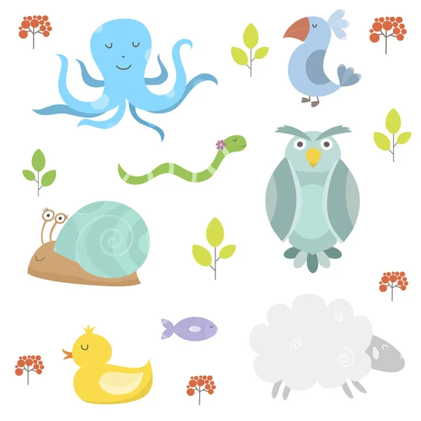 Patroon met verschillende dieren — Stockvector