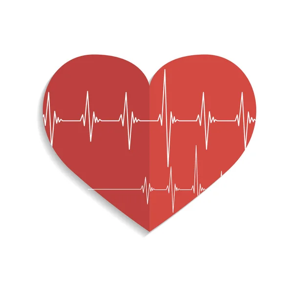 Corazón rojo con cardiograma — Archivo Imágenes Vectoriales