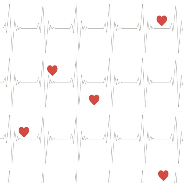 Corazones rojos con cardiogramas — Archivo Imágenes Vectoriales