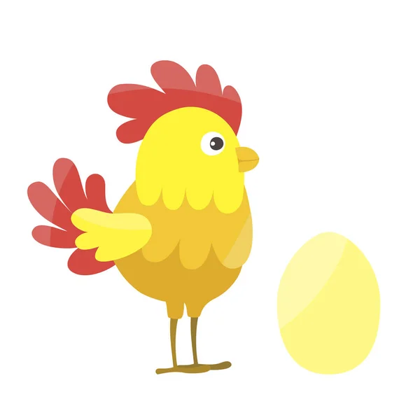 Little cartoon chick with egg — Stock Vector